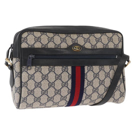 GUCCI GG Supreme Sherry Line Shoulder Bag PVC Navy Gold 010 378 Auth ka1129