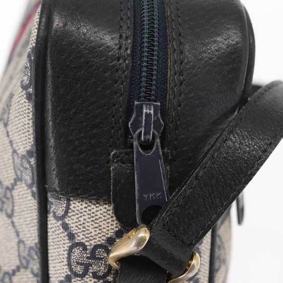 GUCCI GG Supreme Sherry Line Shoulder Bag PVC Navy Gold 010 378 Auth ka1129