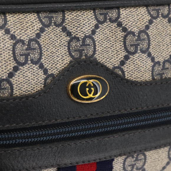 GUCCI GG Supreme Sherry Line Shoulder Bag PVC Navy Gold 010 378 Auth ka1129