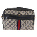 GUCCI GG Supreme Sherry Line Shoulder Bag PVC Navy Gold 010 378 Auth ka1129-13