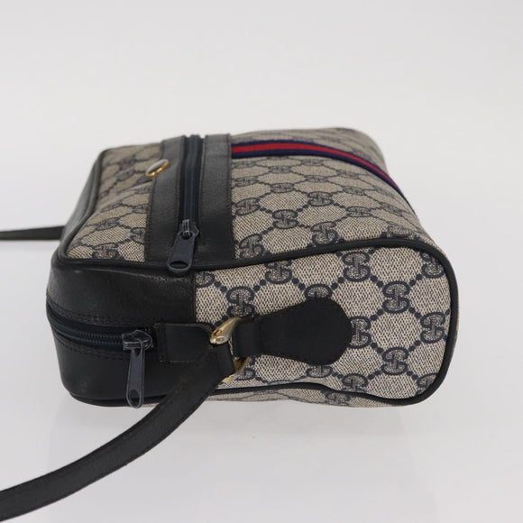 GUCCI GG Supreme Sherry Line Shoulder Bag PVC Navy Gold 010 378 Auth ka1129