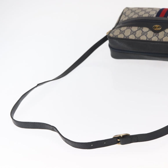 GUCCI GG Supreme Sherry Line Shoulder Bag PVC Navy Gold 010 378 Auth ka1129