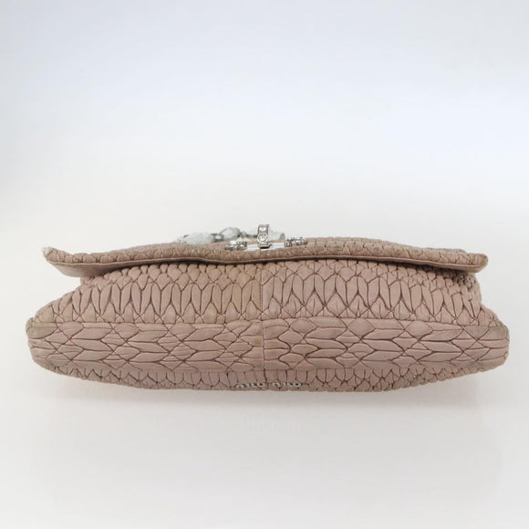 Miu Miu Shoulder Bag Leather Silver Pink Auth ka1134