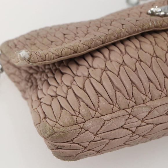 Miu Miu Shoulder Bag Leather Silver Pink Auth ka1134