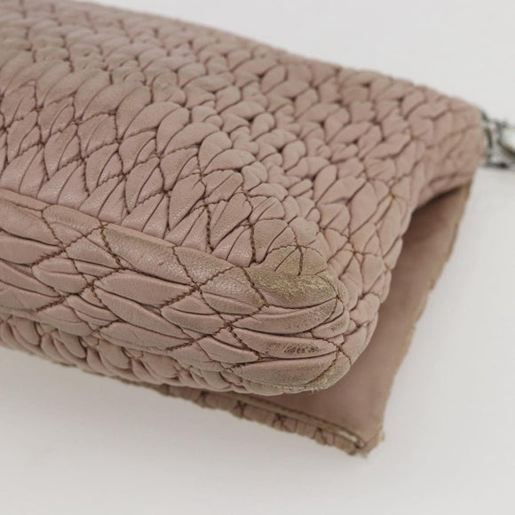 Miu Miu Shoulder Bag Leather Silver Pink Auth ka1134