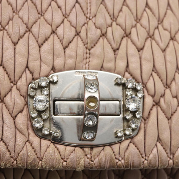 Miu Miu Shoulder Bag Leather Silver Pink Auth ka1134