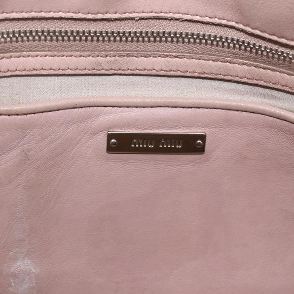 Miu Miu Shoulder Bag Leather Silver Pink Auth ka1134