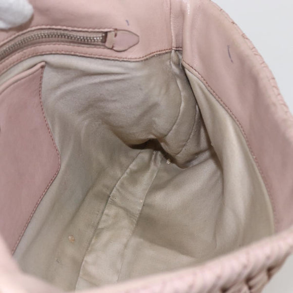 Miu Miu Shoulder Bag Leather Silver Pink Auth ka1134