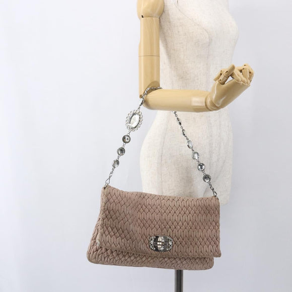 Miu Miu Shoulder Bag Leather Silver Pink Auth ka1134