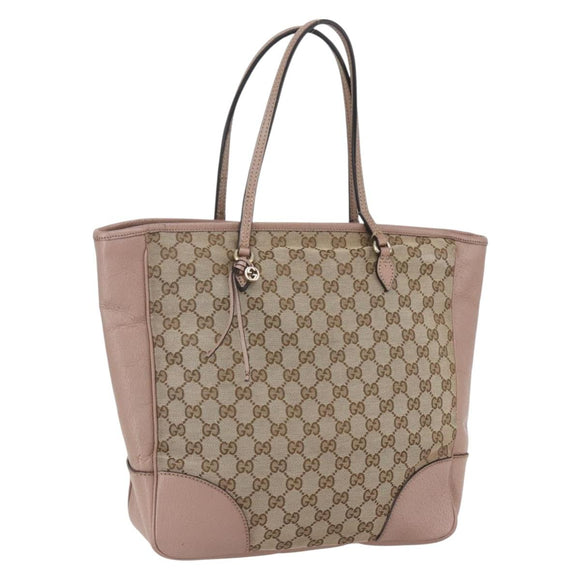 GUCCI GG Canvas Tote Bag Beige Gold 323671 Auth ka1137