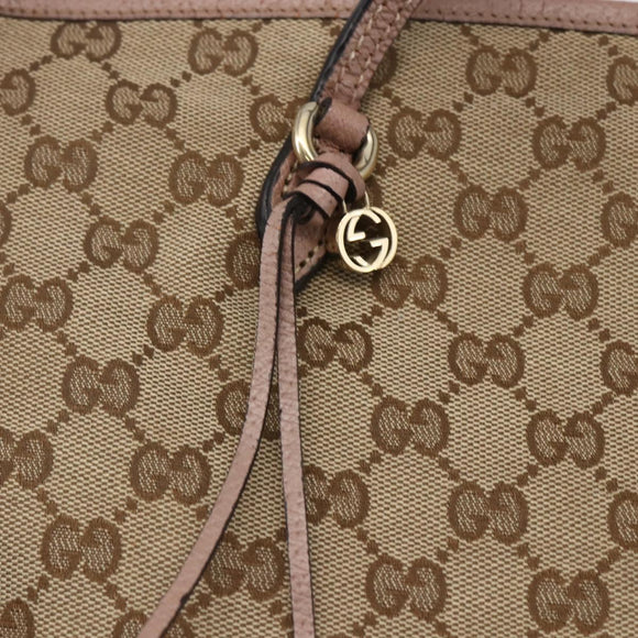 GUCCI GG Canvas Tote Bag Beige Gold 323671 Auth ka1137