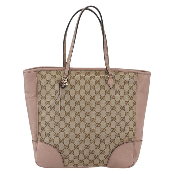 GUCCI GG Canvas Tote Bag Beige Gold 323671 Auth ka1137