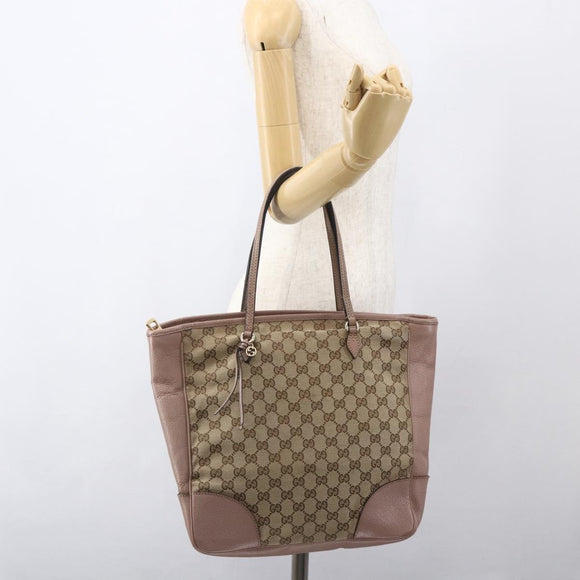 GUCCI GG Canvas Tote Bag Beige Gold 323671 Auth ka1137
