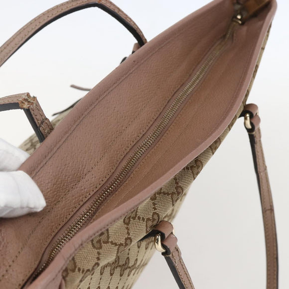 GUCCI GG Canvas Tote Bag Beige Gold 323671 Auth ka1137