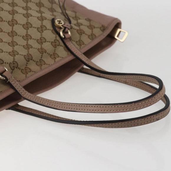 GUCCI GG Canvas Tote Bag Beige Gold 323671 Auth ka1137