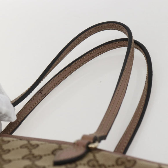 GUCCI GG Canvas Tote Bag Beige Gold 323671 Auth ka1137