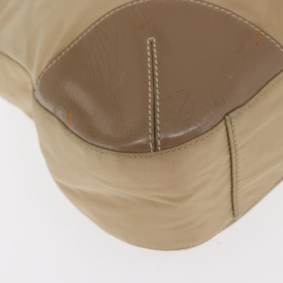 PRADA Hand Bag Nylon Beige Silver Auth ka1139