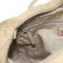 PRADA Hand Bag Nylon Beige Silver Auth ka1139-21