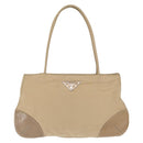 PRADA Hand Bag Nylon Beige Silver Auth ka1139-13