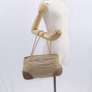 PRADA Hand Bag Nylon Beige Silver Auth ka1139-23