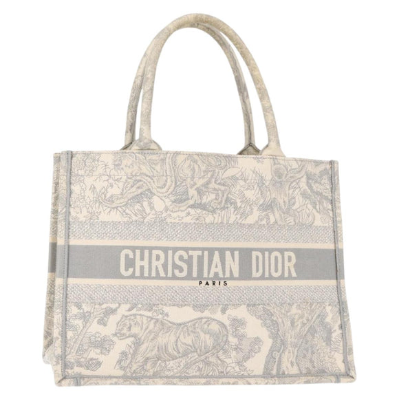 Christian Dior Toile De Jouy Book Tote Hand Bag Canvas Gray Auth ka113A