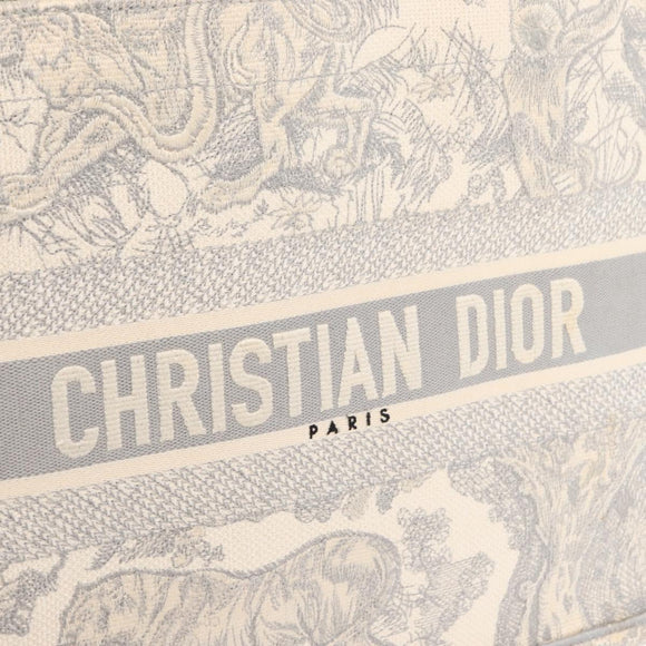 Christian Dior Toile De Jouy Book Tote Hand Bag Canvas Gray Auth ka113A