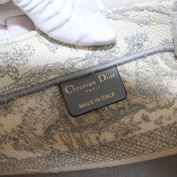 Christian Dior Toile De Jouy Book Tote Hand Bag Canvas Gray Auth ka113A