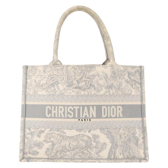 Christian Dior Toile De Jouy Book Tote Hand Bag Canvas Gray Auth ka113A