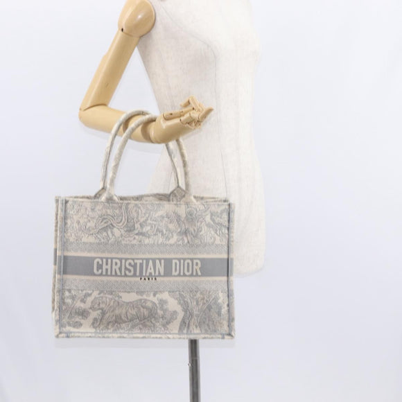 Christian Dior Toile De Jouy Book Tote Hand Bag Canvas Gray Auth ka113A