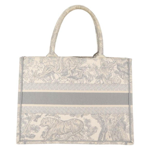 Christian Dior Toile De Jouy Book Tote Hand Bag Canvas Gray Auth ka113A