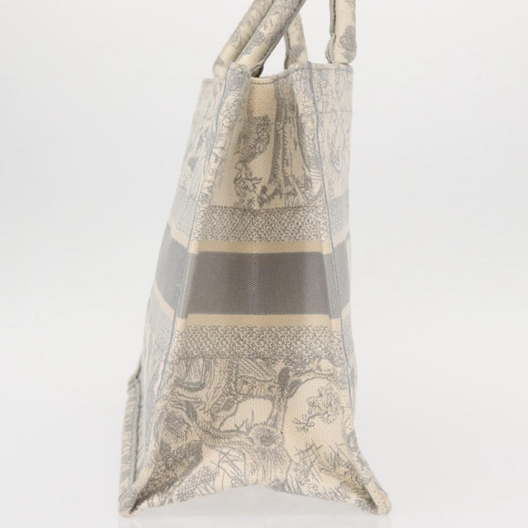 Christian Dior Toile De Jouy Book Tote Hand Bag Canvas Gray Auth ka113A