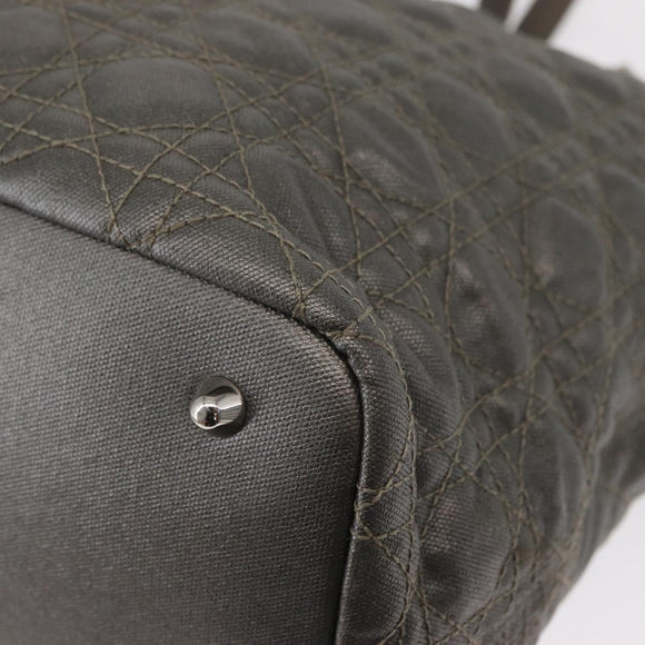 Christian Dior Canage Tote Bag Coated Canvas Silver tone Auth ka114