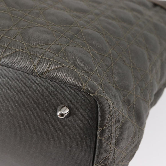 Christian Dior Canage Tote Bag Coated Canvas Silver tone Auth ka114