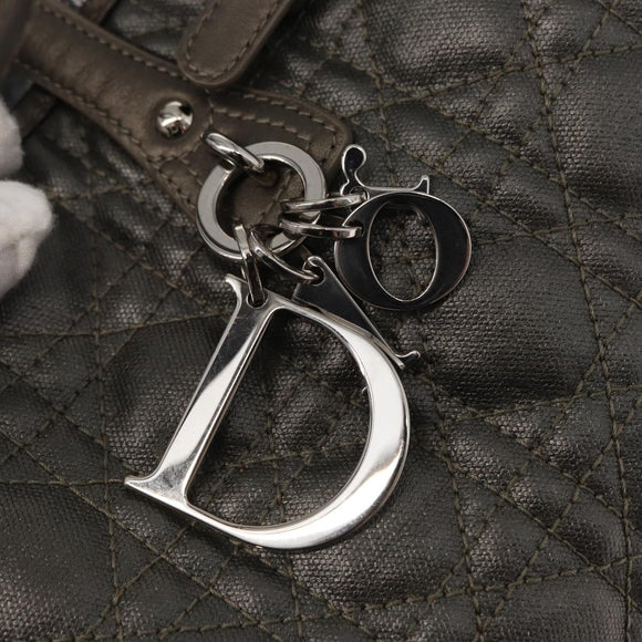 Christian Dior Canage Tote Bag Coated Canvas Silver tone Auth ka114