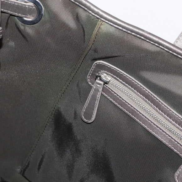 Christian Dior Canage Tote Bag Coated Canvas Silver tone Auth ka114