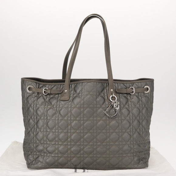 Christian Dior Canage Tote Bag Coated Canvas Silver tone Auth ka114