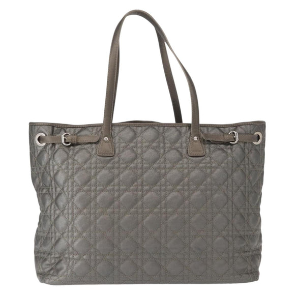 Christian Dior Canage Tote Bag Coated Canvas Silver tone Auth ka114