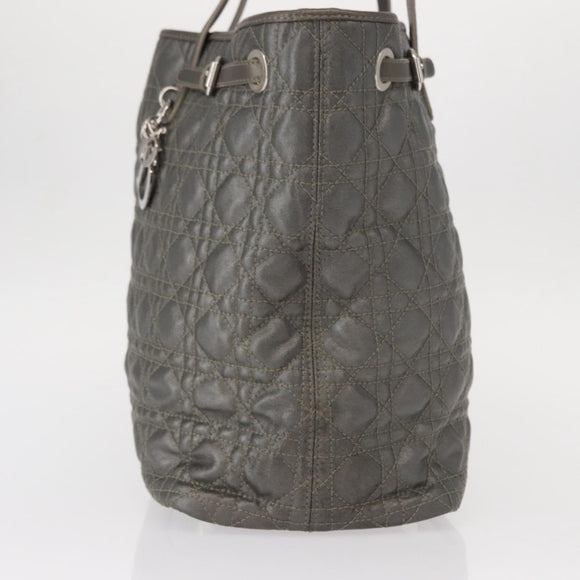 Christian Dior Canage Tote Bag Coated Canvas Silver tone Auth ka114