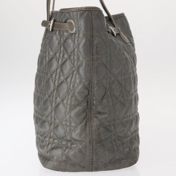 Christian Dior Canage Tote Bag Coated Canvas Silver tone Auth ka114