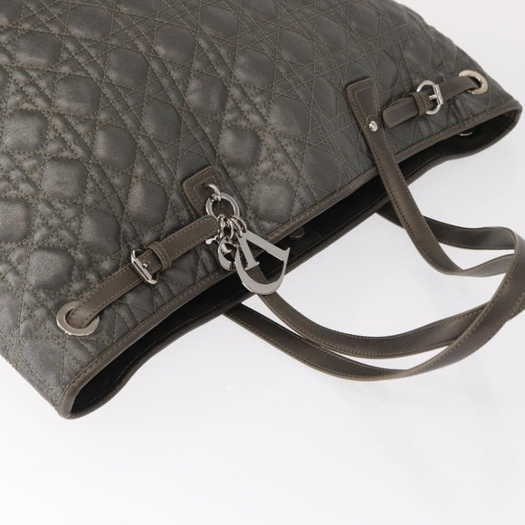 Christian Dior Canage Tote Bag Coated Canvas Silver tone Auth ka114