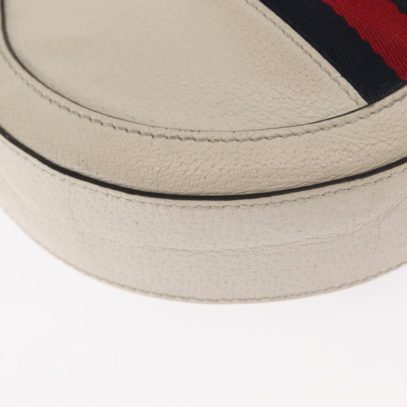 GUCCI Chain GG Marmont Sherry Line Bag Leather White Gold 550618 Auth ka1140