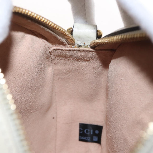 GUCCI Chain GG Marmont Sherry Line Bag Leather White Gold 550618 Auth ka1140