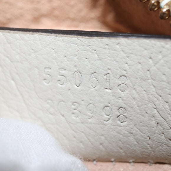 GUCCI Chain GG Marmont Sherry Line Bag Leather White Gold 550618 Auth ka1140