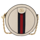 GUCCI Chain GG Marmont Sherry Line Bag Leather White Gold 550618 Auth ka1140-13