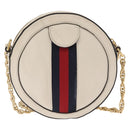 GUCCI Chain GG Marmont Sherry Line Bag Leather White Gold 550618 Auth ka1140-2