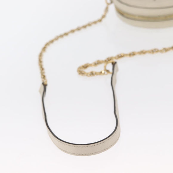 GUCCI Chain GG Marmont Sherry Line Bag Leather White Gold 550618 Auth ka1140