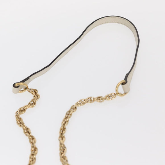 GUCCI Chain GG Marmont Sherry Line Bag Leather White Gold 550618 Auth ka1140