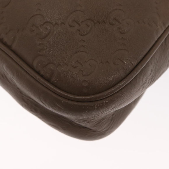 GUCCI GG Canvas Guccissima Hand Bag Leather Brown Gold 208463 Auth ka1141