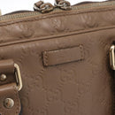 GUCCI GG Canvas Guccissima Hand Bag Leather Brown Gold 208463 Auth ka1141-14
