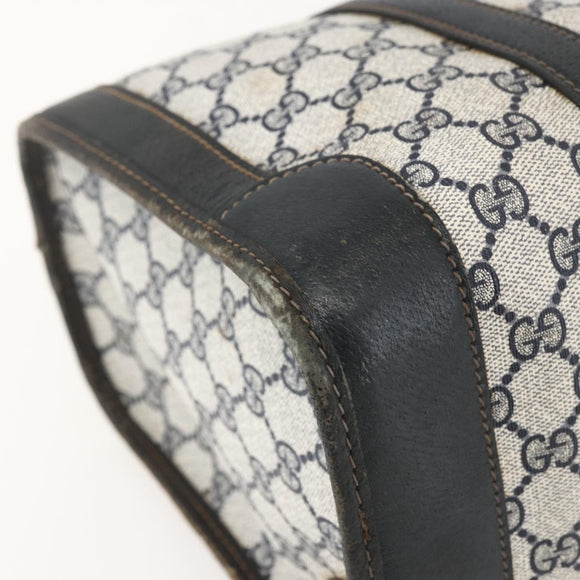 GUCCI GG Supreme Hand Bag PVC Navy Gold Auth ka1142